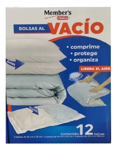 Caja Con 12 Bolsas Al Alto Vacío Organizador 