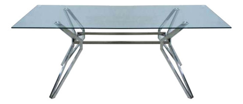 Mesa Shiny 2 Mts Vidrio C/ Patas Acero Brillante Living 