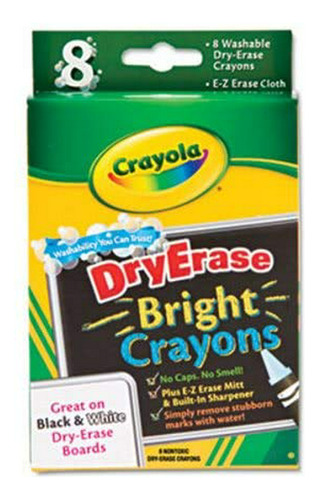 Crayola Lavables Dry Erase Crayons W - E-z Erase Tela, 8 - C