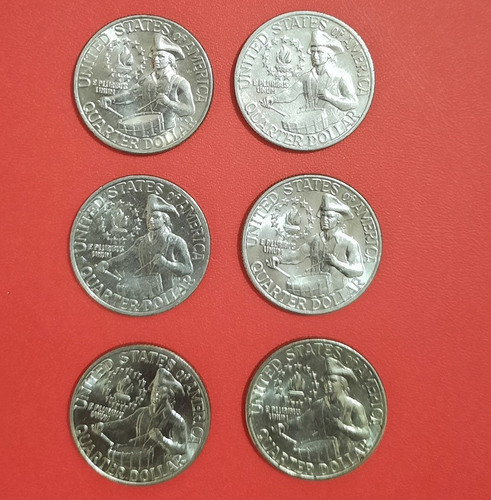 6 Monedas Conmemorativas Del Bicentenario De Estados Unidos.