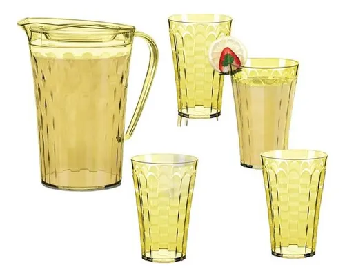comprar Tupperware Set Jarra 2l Y 4 Vasos Prisma 500ml Policarbonato