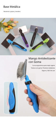 Carda Grande Nudos Y Pelo Muerto Mango Antideslizante Lila