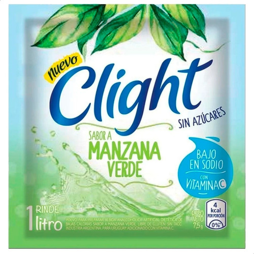 Jugo En Polvo Clight Manzana Verde Vitaminas C + D X20 Unid