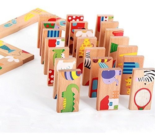 Gracesdawn 28 Pcs De La Educación Juguete De Madera Domino A