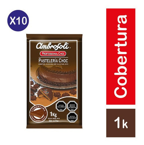 Pack 10 - Ambrosoli Cobertura Pasteleria Choc 1kg