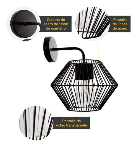 Lámpara De Pared Negro Exterior 10w E27 1 Luz
