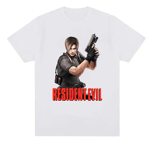 Camiseta De Algodón Con Estampado Gráfico Resident Evil Leon