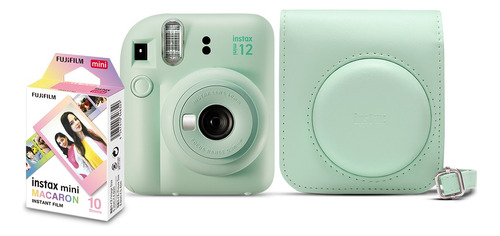 Câmera instantânea Instax Mini 12 com 10 filmes e bolsa verde