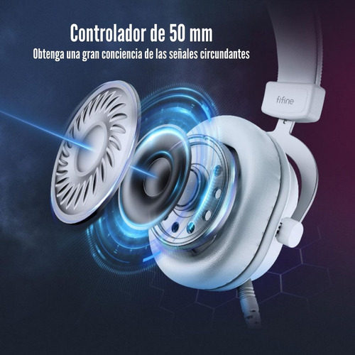 Audífono Fifine Ampligame H6 Rgb Sonido 7.1 - Blanco