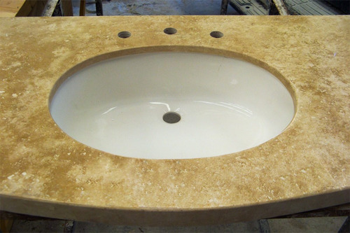 Imagen 1 de 10 de Mesada Travertino Turco Apomazado, Baño - Forma Y Diseño