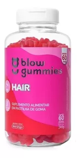 Suplemento em gomitas Blow Gummies Hair carboidratos Hair sabor morango em pote de 240g 60 un
