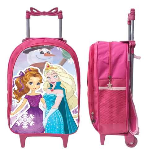 Mochila escolar RDM Escolar Rodinha cor rosa  design frozen 25L