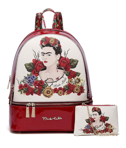 Mochila C/ Monedero Frida Kahlo Fl930l Red