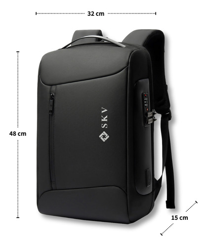 Mochila Con Candado Negra Premium Para Laptop Hombre Negra