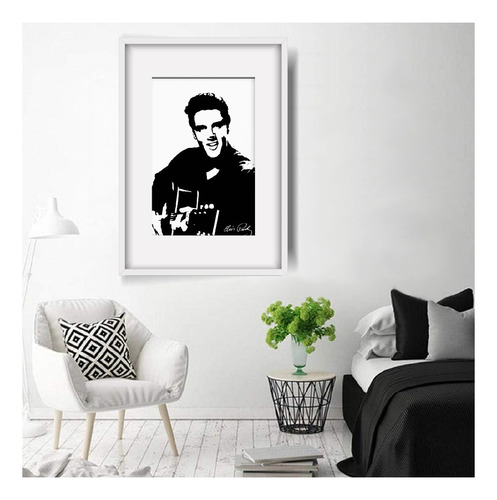 Cuadro Decorativo Abstracto Elvis Presley Blanco