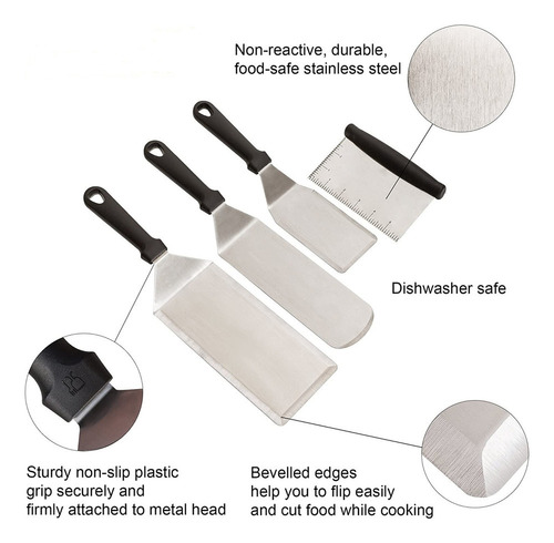 Juego Accesorios De Raspador De Plancha De Espátula De Metal