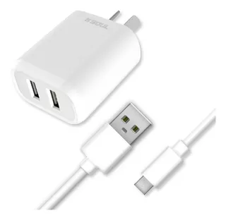 Cargador + Cable Usb Para LG K11 K20 K30 K40 K40s K50 Q6 Q60 Color Blanco