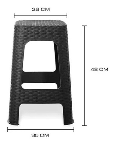 Imagen 6 de 8 de Banqueta Banquito Apilable Símil Ratan Plástico X6 Babymovil