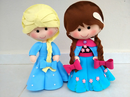 Anna E Elsa 30 Cm - Tema Frozen Em Feltro