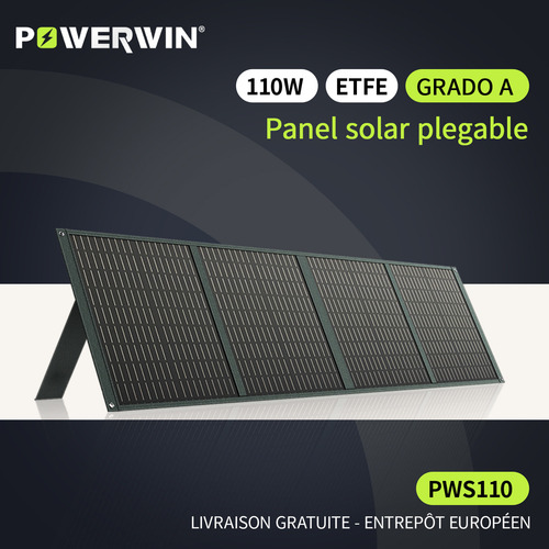 POWERWIN PWS110 Cargador de batería de panel solar plegable Flexible 18V 110W ETFE 24% Eficiencia Regulador de voltaje Salida rápida QC RV