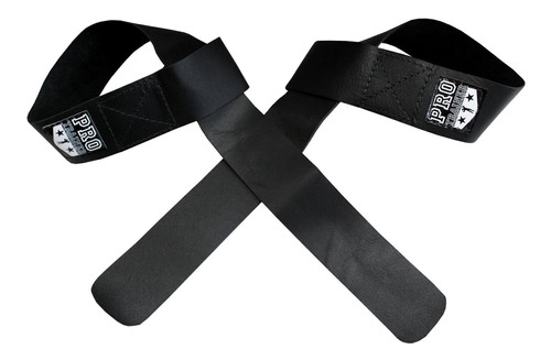 Strap Fita Couro Preto Barra Musculação