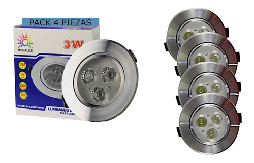 Plafon Led 3w Spot Dirigible Empotrado Paquete 4 Piezas