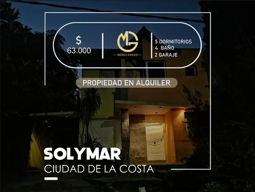 Alquiler/ Casa/ Solymar / 5 Dormitorios/ 4 Baños / 2 Garaje