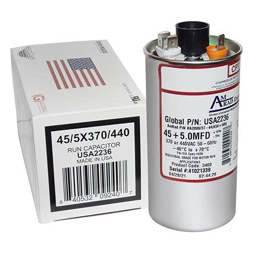 Capacitor Dual Redondo De 45 + 5 Uf/mfd  Usa2236, Ut...