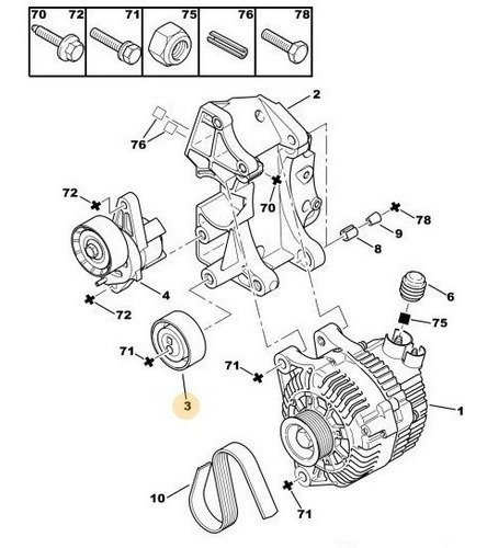 Polea Correa Alternador Peugeot 206