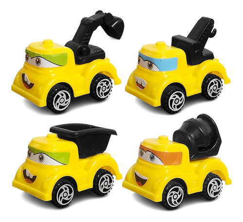 Kit 5 Carrinhos De Fricção Betoneira Escavadeira Basculante
