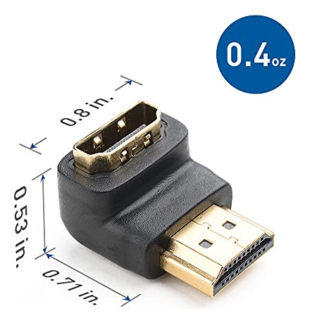 Adaptador Hdmi De Ángulo Recto 90° Con 4k Y Hdr - 2 Unidades
