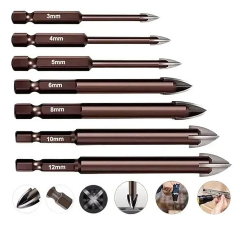 Conjunto De Brocas Triangulares Com Abridor De Furos De 3-12