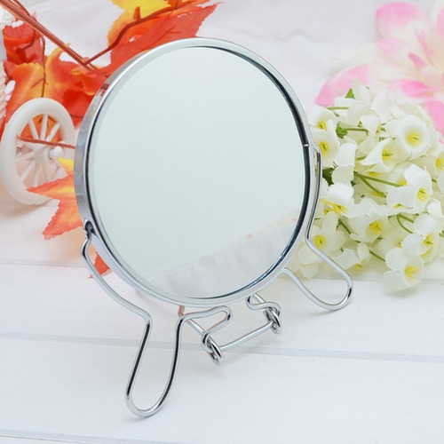 Espejo 360* De Maquillaje Doble Cara Zoom Aumenx2 Belleza Marco Plateado