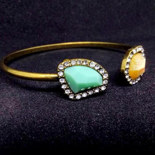 Pulseira Vintage Cuff Étnica Cintilante Luxo Strass Pedras