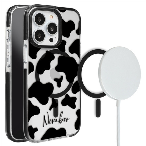 Funda Para iPhone Magsafe Vaca Personalizada Con Tu  Nombre