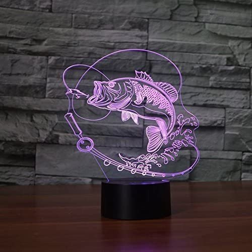 Yougifts Lámpara De Luz Nocturna De Peces De Pesca 3d Ilusió
