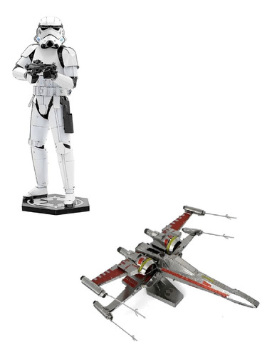 Pack 2 Puzzles 3d Metal Color, Stormtrooper + X-wing Fighter