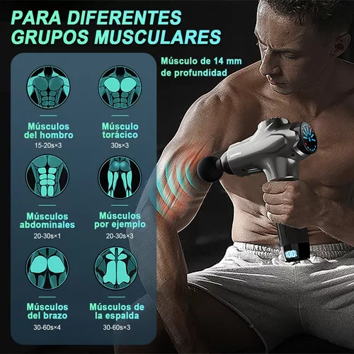 Pistola De Masaje Muscular Inalambrico Pantalla Touch 30 intensidades/ 8  Cabezales – KineGlobal