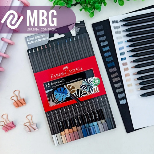Imagen 5 de 7 de Lapices Colores Faber Castell Super Soft Colores Neutros X15