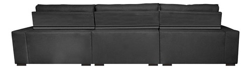 Sofá Retrátil e Reclinável 4,12m Austin com Molas no Assento Suede Velusoft Preto Cama inBox