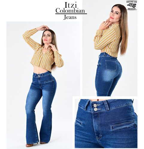 Pantalon Acampanado Colombiano De Dama Con Stretch Itzi 562