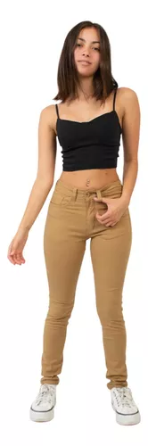 Pantalon Jean Clasico Mujer Elastizado Tiro Medio