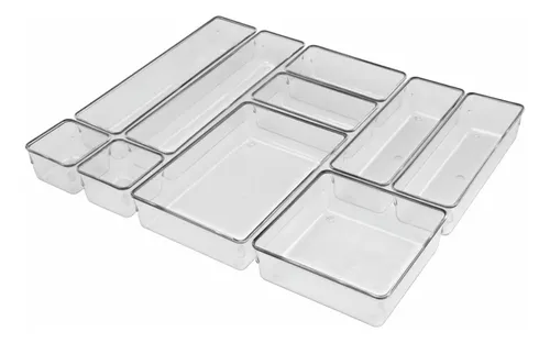 Kit 18 Organizador Multiuso Modular Gavetas Acrílico Cristal
