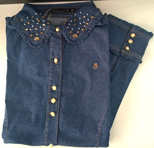 Camisa jeans store via tolentino