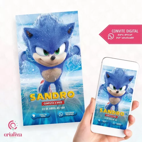 Convite Aniversario Virtual Personalizado Interativo Sonic 4