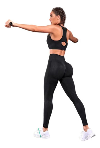 Conjunto Push Up Sin Mangas Tiro Alto Celular Negro Sukha