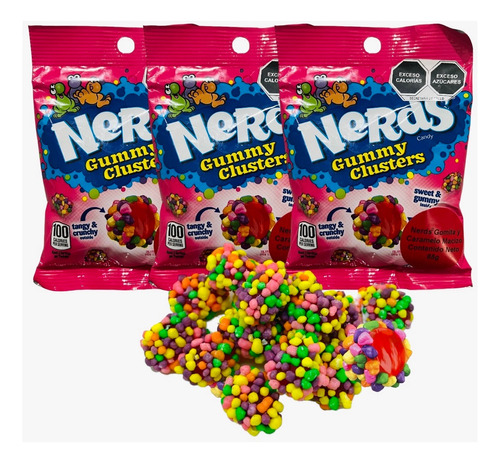 Nerds Gummy Clusters 3 Pack De 85g C/u (gomitas Con Nerds)