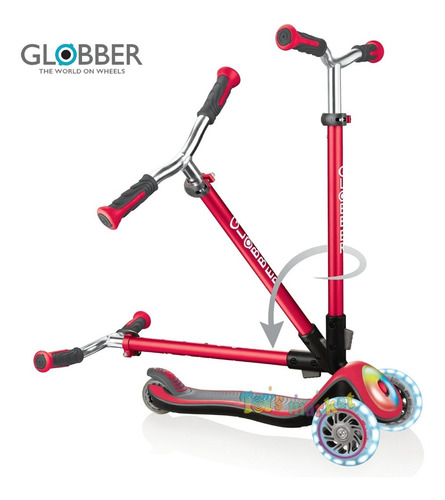 Imagen 4 de 9 de Globber Elite Lights Plegable Con Luces 4 Alturas Monopatin