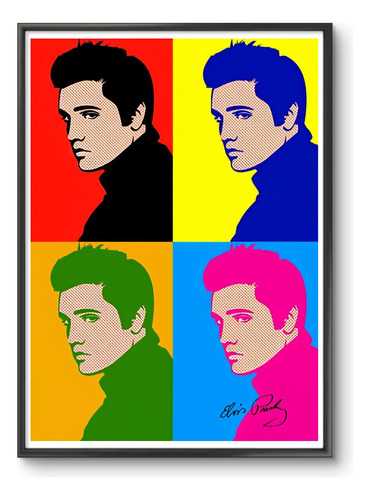 Cuadro Decorativo Póster Enmarcado Elvis Presley Color