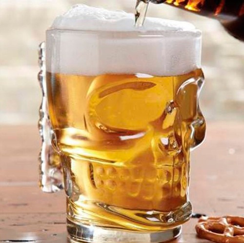 Tarro Taza Jarra De Cerveza Diseño Craneo De Calavera Color Trasparente